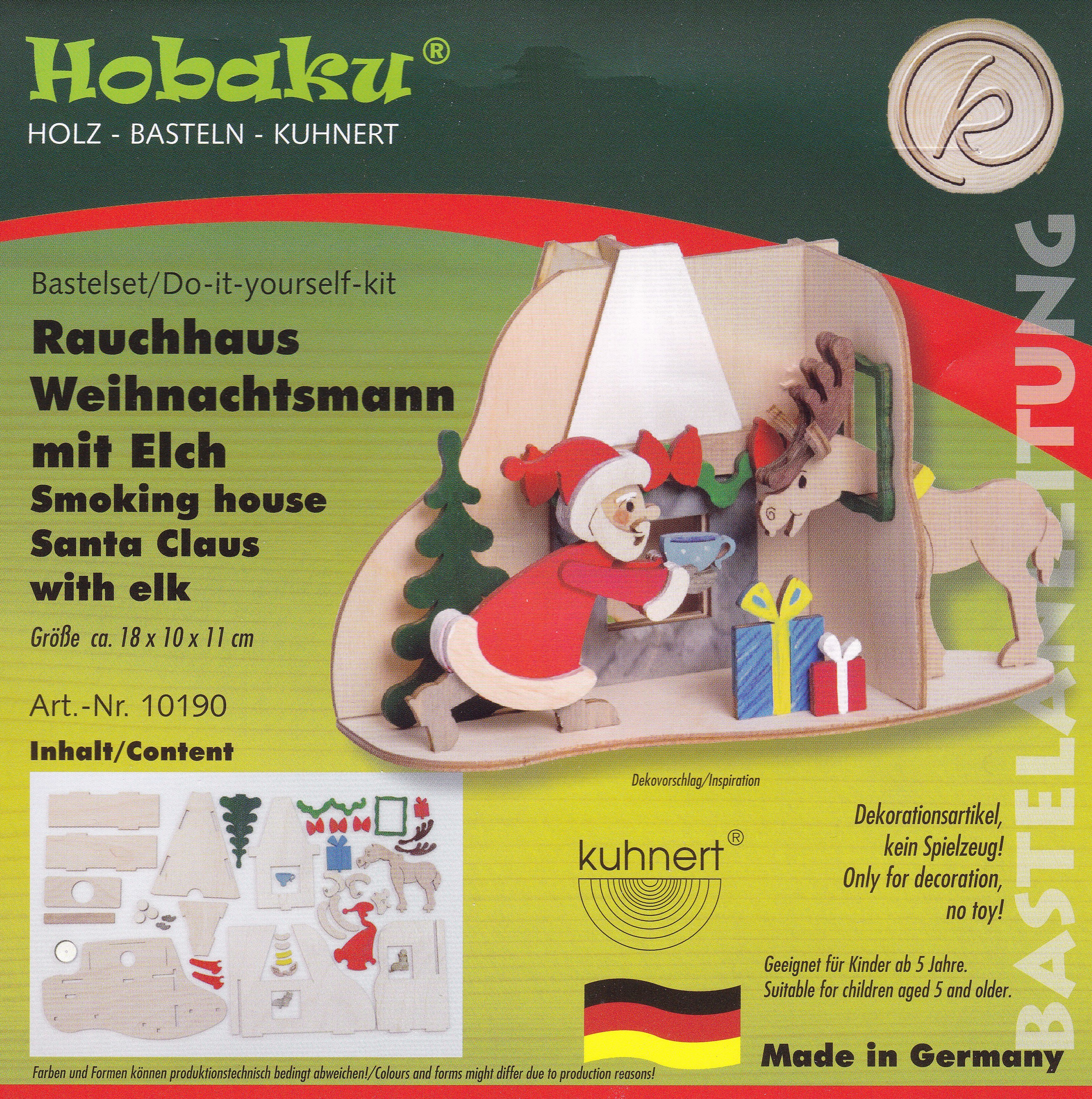 Bastelset - Rauchhaus Weihnachtsmann mit Elch 10190