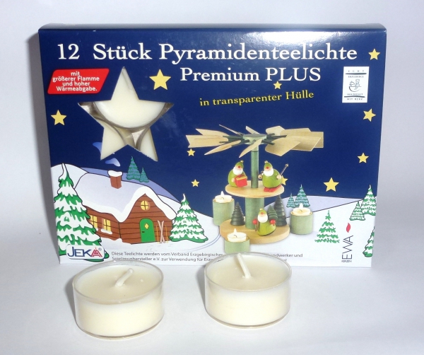 Teelichtkerze mit größerer Flamme und transparenter Hülle