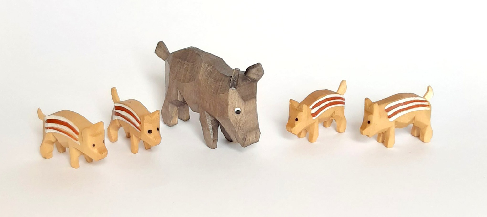 Wildschweingruppe - 5 teilig - farbig