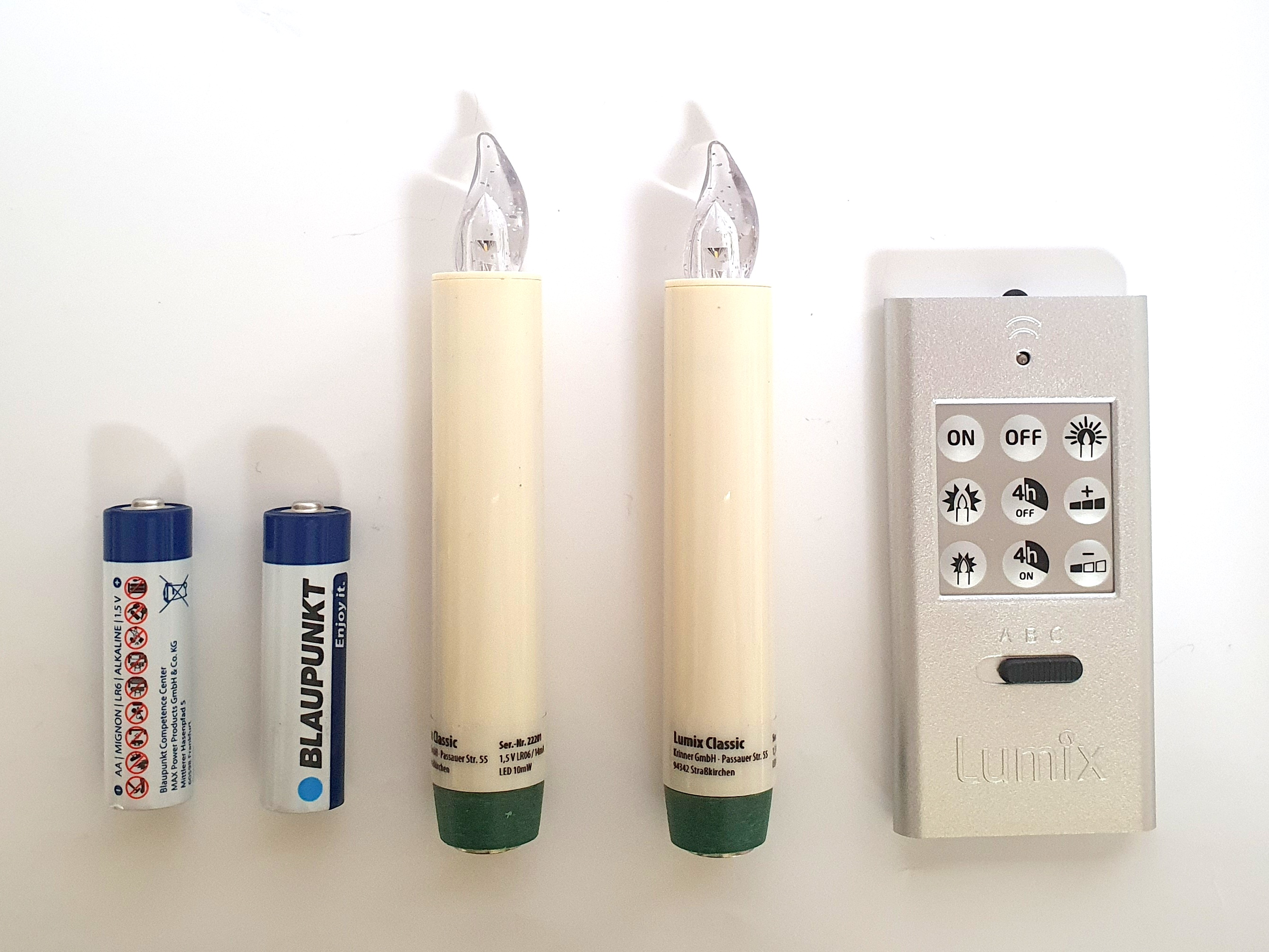 Kabelloses LED-Kerzenbasisset Lumix mit Fernbedienung - große Kerzen