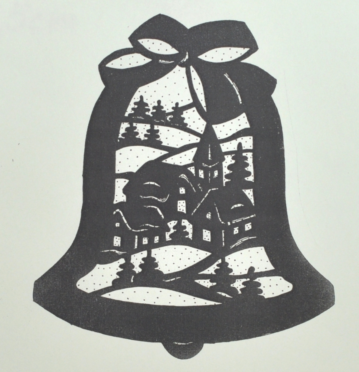 Vorlage beleuchtetes Fensterbild - Motiv Glocke mit Landschaft