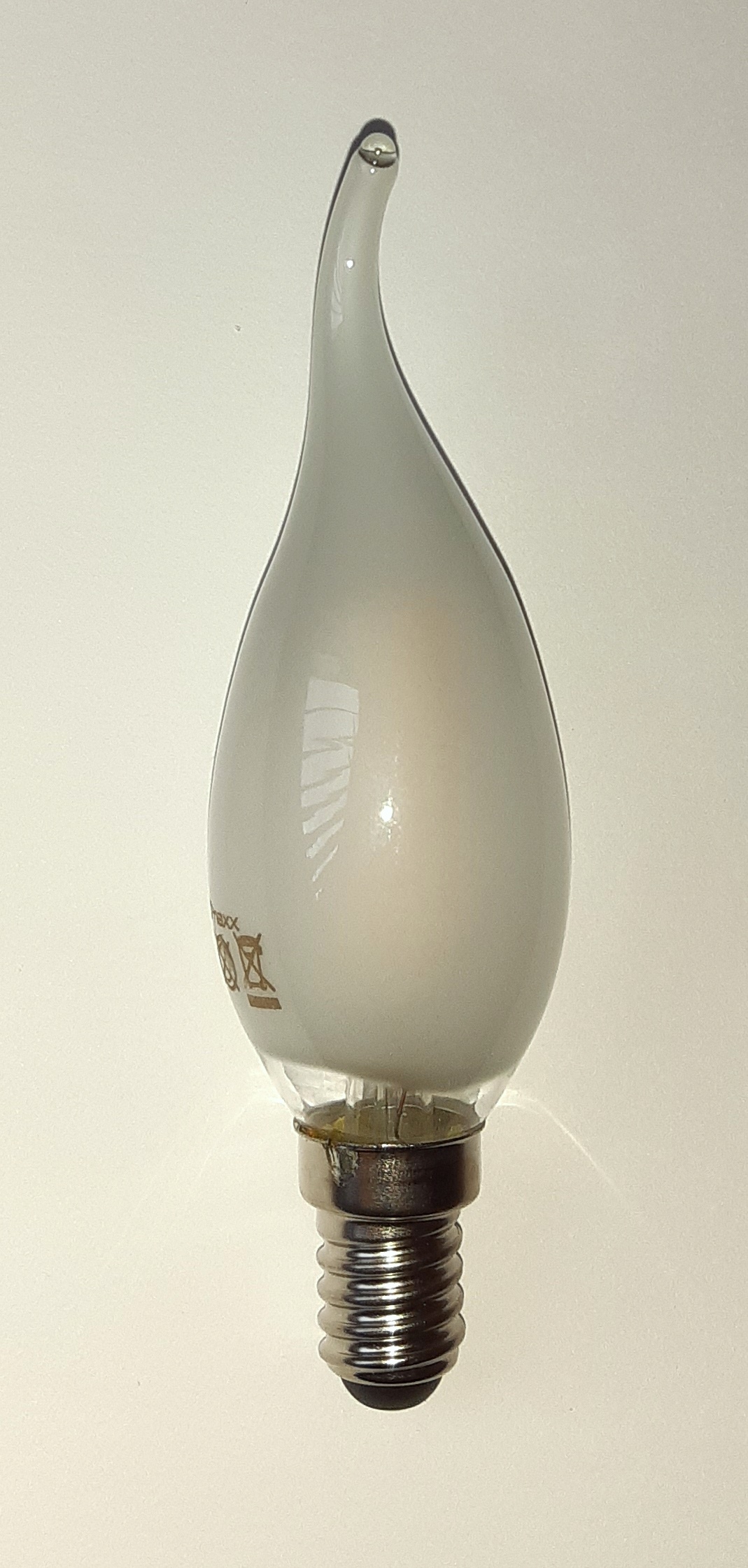 LED-Birne Tropfenform geschwungen für Fassung E14 1 Watt matt