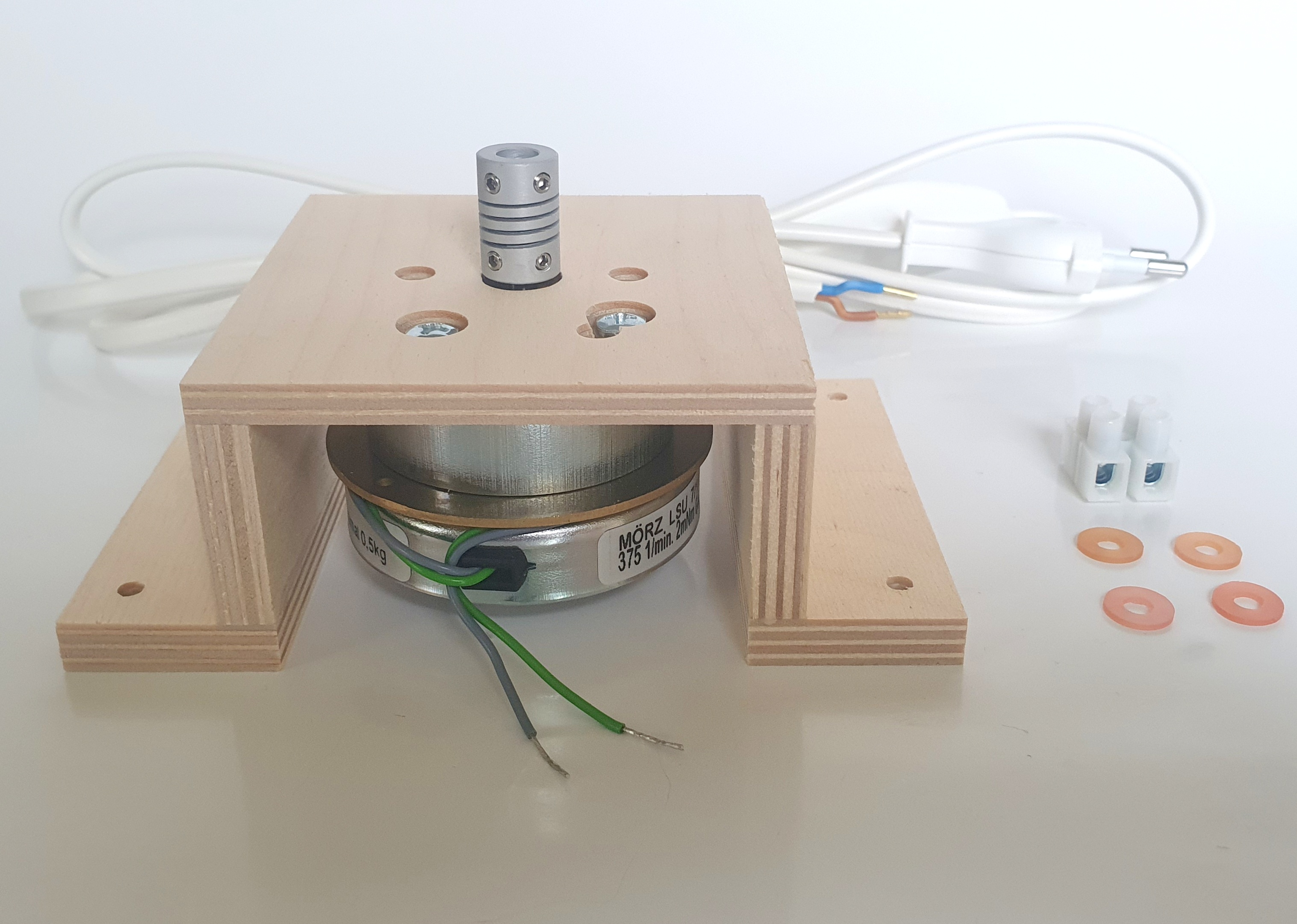 Motorset - Platte U-Form, Kupplung für 6mm Stahlwelle, Anschlussleitung, Motor